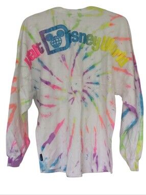 Walt Disney World Spirit Jersey Long Sleeve White Rainbow Tie Dye Size Medium